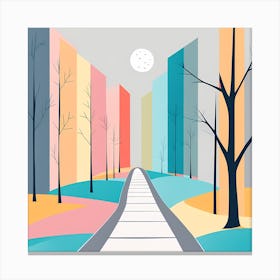 Road In The City VECTOR ART Canvas Print