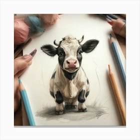 Cute Cow Drawing 3 Canvas Print