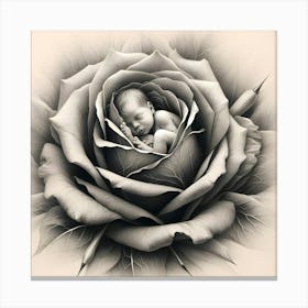 Baby In A Rose 1 Canvas Print