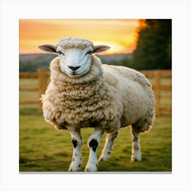 Sheep At Sunset Canvas Print