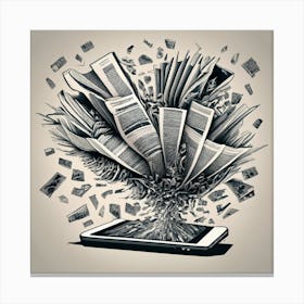 Create A Drawing Of An Explosion Of Newspapers I Canvas Print