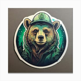 Bear Sticker Canvas Print