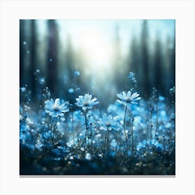 Blue Flowers In The Forest Canvas Print