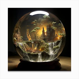 Miniature Castle In A Snow Globe Canvas Print