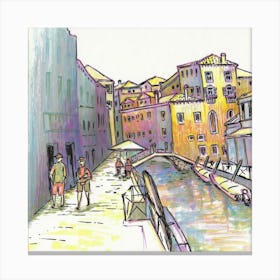 Colourful Venice Channels Square Canvas Print