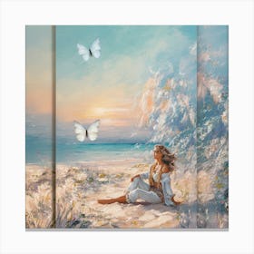 Butterfly On The Beach 10 Canvas Print