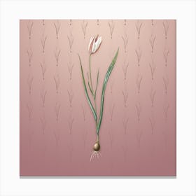 Vintage Lady Tulip Botanical on Dusty Pink Pattern n.1483 Canvas Print