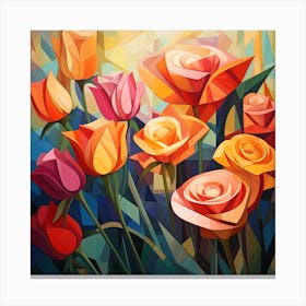 Polygonal Roses 1 Canvas Print