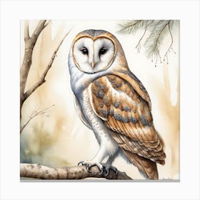 A Barn Owl - Watercolour Canvas Print