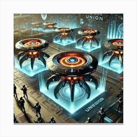 A Depiction Of Flameguard Drones, Autonomous Defen Canvas Print