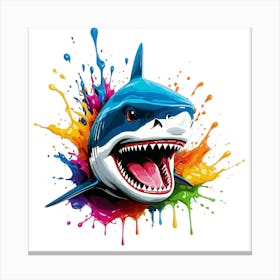 3D Splash Shark Canvas Print
