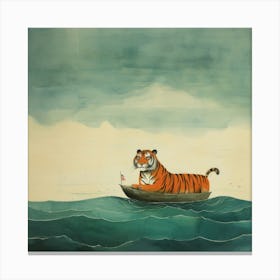 Tiger In Boat Canvas Print