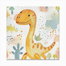 Muted Pastels Cute Dinosaur Canvas Print