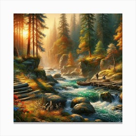 Sunset In The Woods Canvas Print