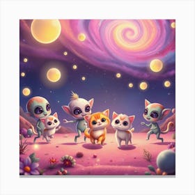 Aliens And Kittens Canvas Print