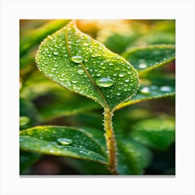 A Picture Of A Green Plant With Dewdrops On It (1) (1) Canvas Print