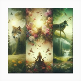 Wolf In The Forest 4 Canvas Print