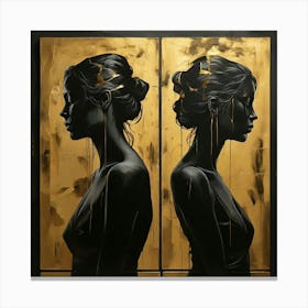 Two Women In Gold Canvas Print