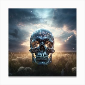 Skull In A Field Canvas Print