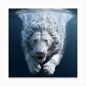 White Lion Underwater Canvas Print
