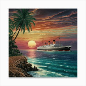 Titanic At Sunset Canvas Print