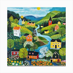 Kids Travel Illustration Norway 3 Canvas Print