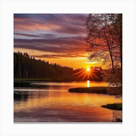 Sunset Over Lake 15 Canvas Print