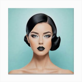 Retro Woman With Black Lipstick Canvas Print