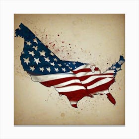 Usa Map Painting Canvas Print