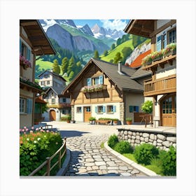 Village In The Mountains 1 Canvas Print