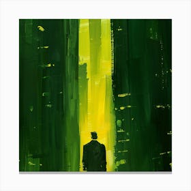 Man Walking Through A City Canvas Print