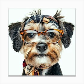 Dog With Glasses 71 Canvas Print