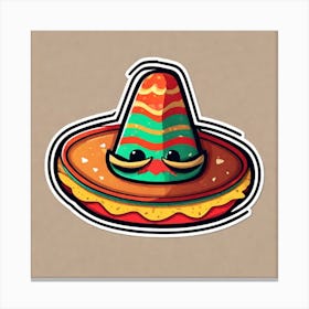 Mexican Taco With Mexican Sombrero Sticker 2d Cute Fantasy Dreamy Vector Illustration 2d Flat (31) Canvas Print