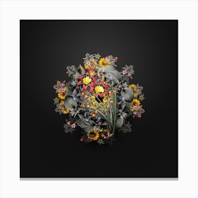 Vintage Ixia Tricolore Flower Wreath on Wrought Iron Black n.0569 Canvas Print