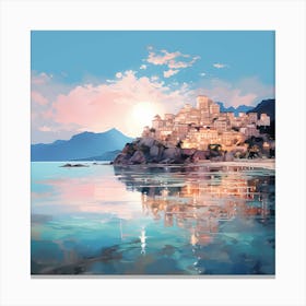 Tranquil Twilight: Abstract Pink Positano Rhapsody Canvas Print