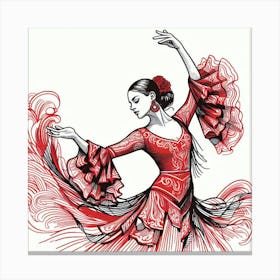 Line Art Flamenco Dancer 3 Canvas Print