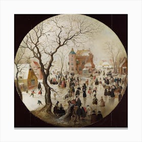 A Winter Scene With Skaters Near A Castle, Hendrick Avercamp Canvas Print