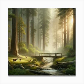 Bridge In The Woods 5 Canvas Print