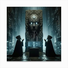 Priests praying to the AI tech god Canvas Print