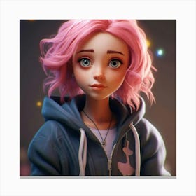 Cute Girl With Pink Hair Canvas Print