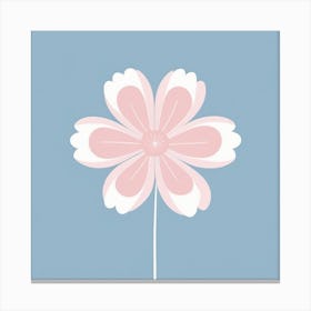 A White And Pink Flower In Minimalist Style Square Composition 563 Canvas Print