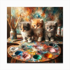 Kittens On The Palette Canvas Print