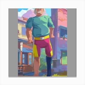 Man Standing In A City Canvas Print