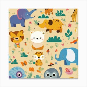 Playful Kids Animal Tshirt Design (3) Canvas Print