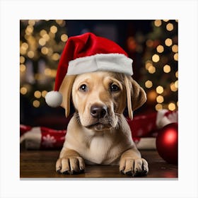 Labrador Retriever Wearing Santa Hat Canvas Print