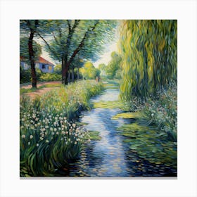Sculpted Serenity: Irises Along the Riverbank 1 Canvas Print