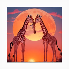 Giraffes At Sunset Canvas Print