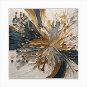 Gold And Blue Flower Canvas Print