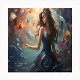 Default A Beautiful Girl Breaks The Surrounding Reality With T 1 (1) (1) Canvas Print