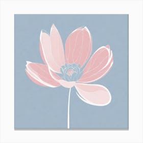 A White And Pink Flower In Minimalist Style Square Composition 7 Canvas Print